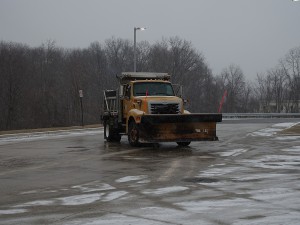 Montgomery County Sal Truck with plow at Salt Barn on Crabbs Branch Way