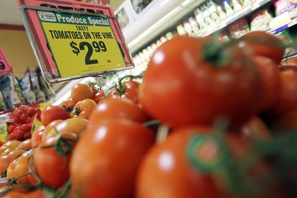 tomatoes at the grocery store