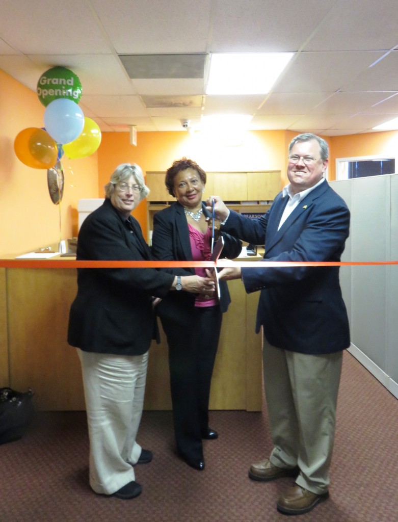 (l:r) Barbara Kaufmann, Director, Montgomery County Department of Economic Development Division of Workforce Services; Bonnie Costley, President / CEO, DOVES; and City of Gaithersburg Mayor Jud Ashman at the official Grand Opening / Ribbon Cutting Ceremony of Delivering Opportunities thru Vocational Education Services held on June 23, 2015.  (photo credit: Laura Rowles, GGCC Director of Events & Marketing) 