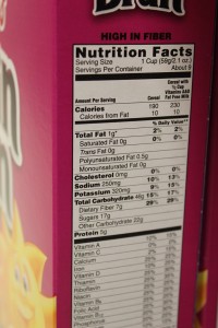 check out the startling sugar and sodium in this whole grain, high fiber cereal!