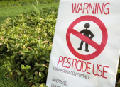 lawn with pesticide use sign