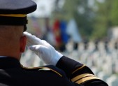 Officer Salutes at Arlington National Cemetery