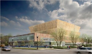 A rendering of the National Museum of African American History and Culture