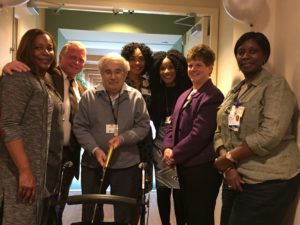 Riderwood, the Erickson Living retirement community, held a ribbon cutting ceremony on November 1 to open The Glen at Orchard Point, the new assisted living expansion.  Pictured from left to right are Myra Clary-Peterson (Assisted Living Manager), Gary Hibbs (Executive Director), Mr. Tobias Sultan (first resident of The Glen), Peace Oke (Director of Nursing), Eunice Jallah, (Marketing Liaison), Lori Hamilton (Director of Extended Care) and Susan Barber-Richards, RN (Wellness Manager).