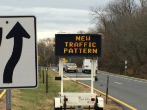 new traffic pattern sign capital crescent trail and little falls parkway