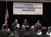 Maryland Politicians Meet with Minority Business Leaders Over Breakfast Marc Elrich and Nancy Navarro answering questions at the event