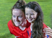 Two Roses, One Memorable Moment feature washington spirit rose lavelle with fan july 20 2019