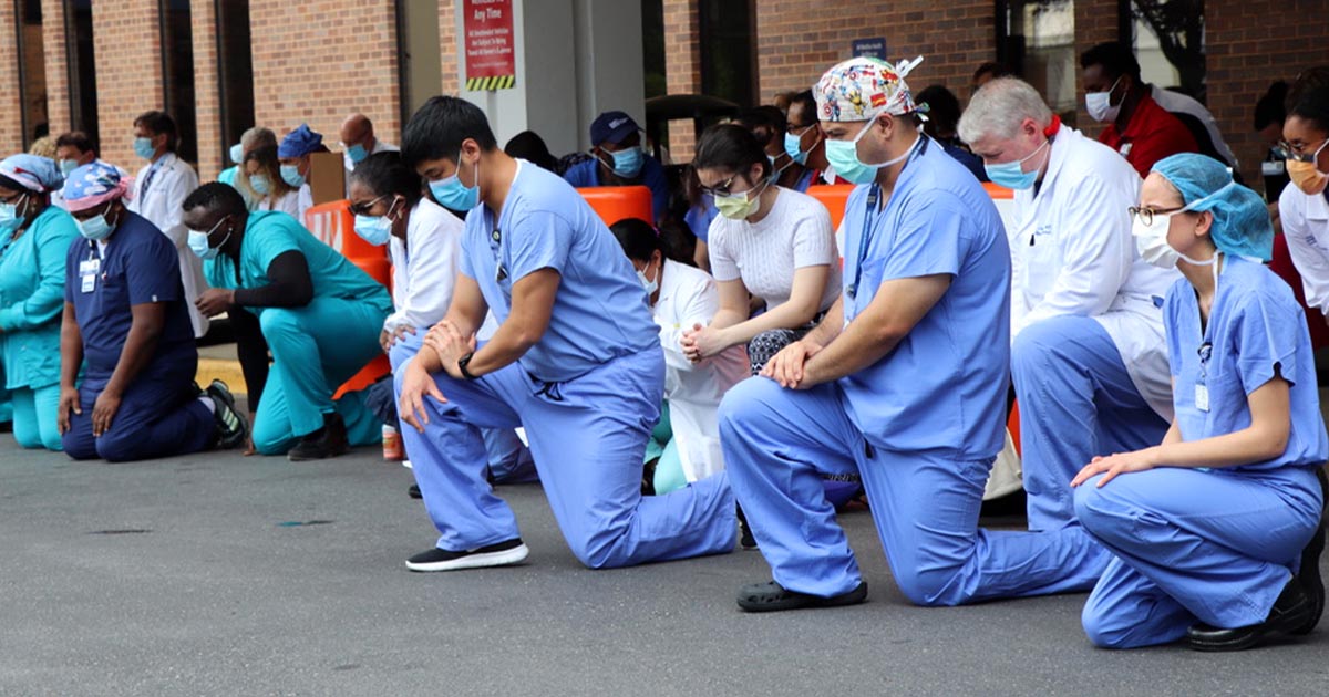 Olney Medical Workers Pay Homage With White Coats For Black Lives Demonstration Montgomery Community Media